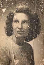 Damaged vintage portrait before restoration